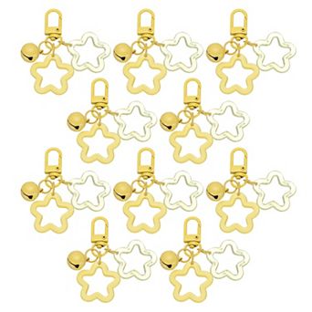 10 pc Star Keychain, Cute Keychain Charms Bulk Stars Bell Bag Charms Key Ring
