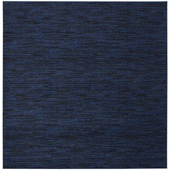 HomeRoots 5' Midnight Blue Square Indoor Outdoor Area Rug