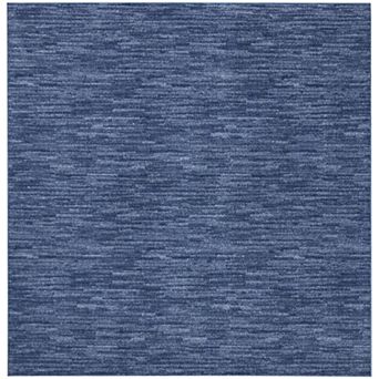 HomeRoots 7' Square Blue Stain Resistant Indoor Outdoor Area Rug