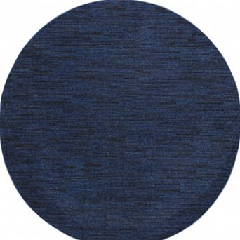 HomeRoots 8' Midnight Blue Round Stain Resistant Indoor Outdoor Area Rug