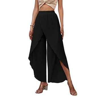 Women's Paneled Wide Leg Beach Pants Casual Resort Trousers
