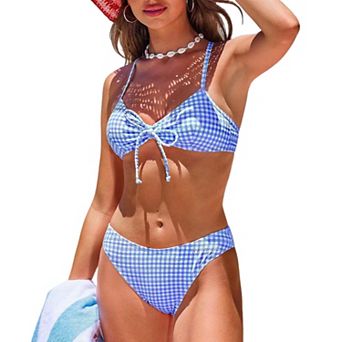 Women's Plaid Print Two Piece Swimsuit Set Bikini