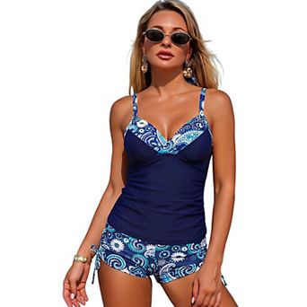 Women's Two Piece Halter Top Shorts Swimsuit Set