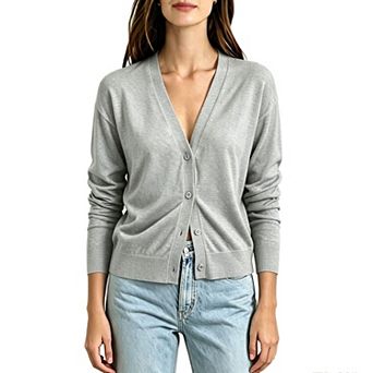Women V Neck Button Down Knit Cardigan Long Sleeve Casual Lightweight Sweater