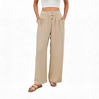 Women's Solid Loose Comfortable Casual Wide-Leg Pants