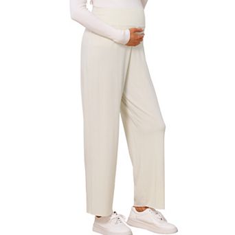 Comfortable Maternity Pants for Work with Wide Leg Over Belly Design