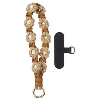 Boho Macrame Keychain Boho Wrist Keychain with T-shaped Pad