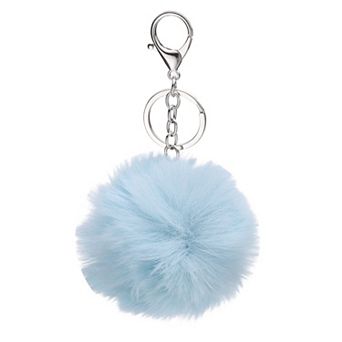 Pom Pom Keychain, Soft Fluffy Ball Key Ring with Lobster Clasp Artificial Rabbit Fur Ball Keychains