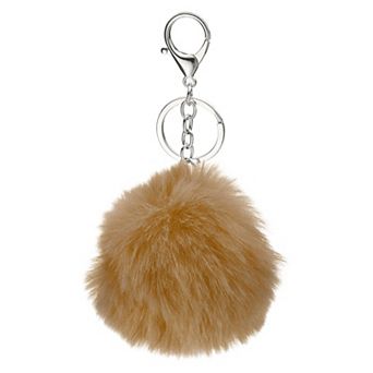 Pom Pom Keychain, Soft Fluffy Ball Key Ring with Lobster Clasp Artificial Rabbit Fur Ball Keychains