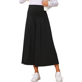 Maternity Palazzo Pants Wide Leg Over Belly Elastic Waist