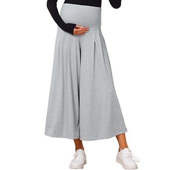 Maternity Palazzo Pants Wide Leg Over Belly Elastic Waist