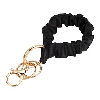 Scrunchie Keychain Wristlet, Stretchy Removable Scrunchie Lanyard Bracelet Key Chain Holder