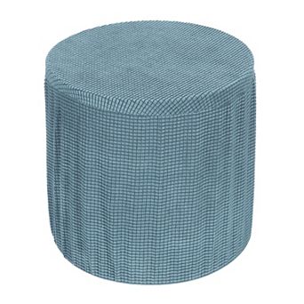 Round Footstool Slipcover, Stretch Protector Covers Furniture Protector Cover with Elastic Bottom