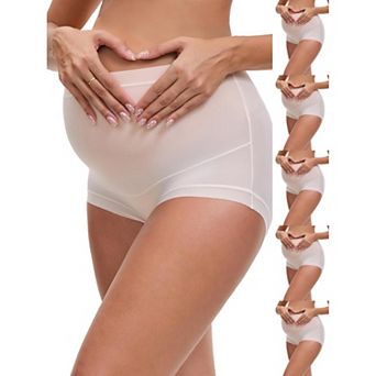 6 Packs Women's Full Coverage Maternity Underwear High Waisted Ice Silk Invisible Breathable Panties