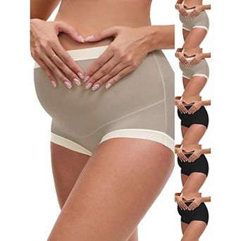 6 Packs Women's Full Coverage Maternity Underwear High Waisted Ice Silk Invisible Breathable Panties