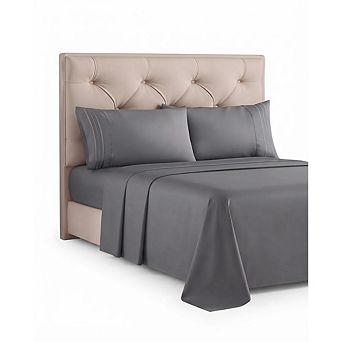 Queen Sheet Set 4 Pieces, Dark Grey, Soft, Breathable, Deep Pockets