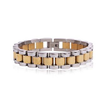Jewels by Sunaina Vega Band Bracelet for Women, 18K Gold Plated Stainless Steel Link Bracelet