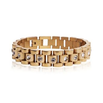 Jewels by Sunaina COLEEN Watch Link Bracelet 18K Gold Plated Stainless Steel with Zircon