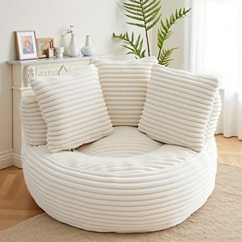 Oversized Lazy Bean Bag Sofa Chair with 3 Pillows, Lounge Corduroy Floor Couch for Reading/Bedroom