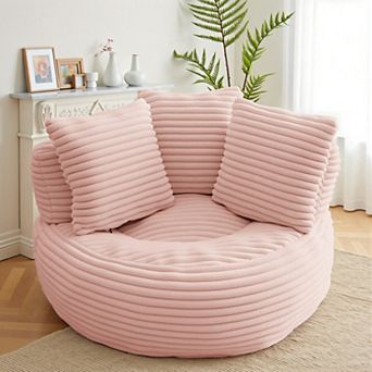 Oversized Lazy Bean Bag Sofa Chair with 3 Pillows, Lounge Corduroy Floor Couch for Reading/Bedroom