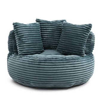 Oversized Lazy Bean Bag Sofa Chair with 3 Pillows, Lounge Corduroy Floor Couch for Reading/Bedroom