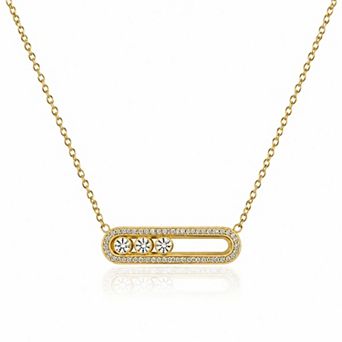 Jewels by Sunaina Faye Paperclip Necklace for Women, Stainless Steel with Crystal Accent Pendant
