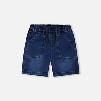 Baby Boy French Terry Denim Drawstring Shorts