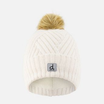 Toddlers Girl Winter Chevron Knit Hat with Pompom