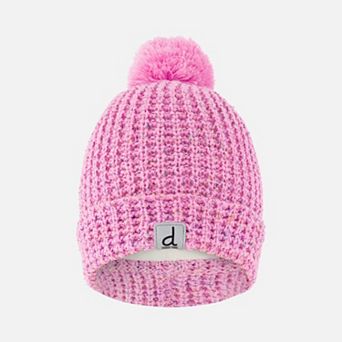 Toddlers Girl Marled Winter Knit Hat with Pompom