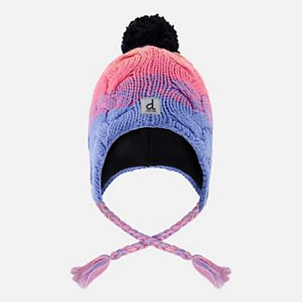 Toddlers Girl Gradient Striped Winter Peruvian Knit Hat with Pompom