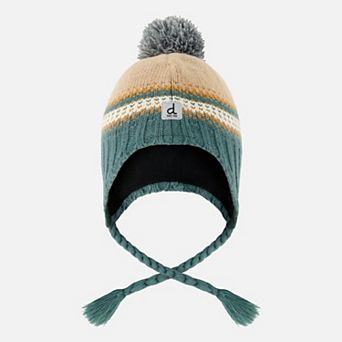 Toddlers Boy Chevron Jacquard Winter Peruvian Knit Hat with Pompom