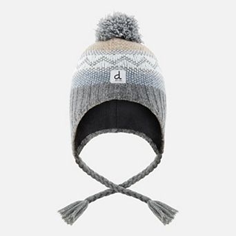 Toddlers Boy Fair Isle Winter Peruvian Knit Hat with Pompom