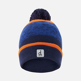 Big Kids Boy Color Block Winter Knit Hat with Pompom