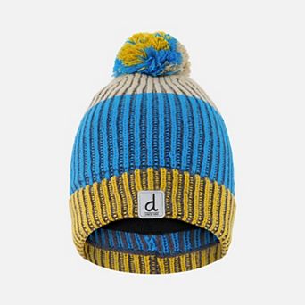 Toddlers Boy Graphic Striped Winter Knit Hat with Pompom