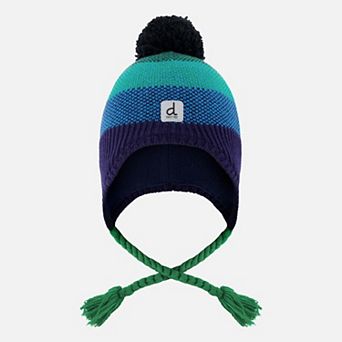 Toddlers Boy Ombré Striped Winter Peruvian Knit Hat with Pompom