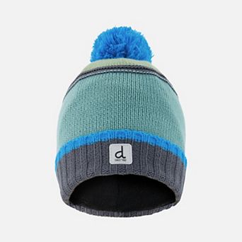 Big Kids Boy Textured Striped Winter Knit Hat with Pompom