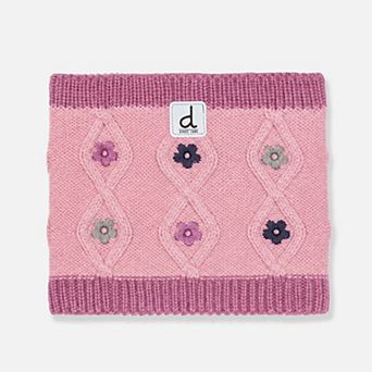 Big Kids Girl Embroidered Floral Winter Knit Neckwarmer - 7-14 Years