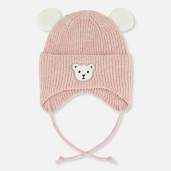 Baby Girl Winter Knit Hat with Ear Flaps and Ears