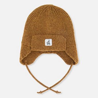 Baby Boy Winter Knit Hat with Ear Flaps and Strings