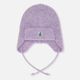Toddlers Girl Winter Knit Hat with Ear Flaps and Strings