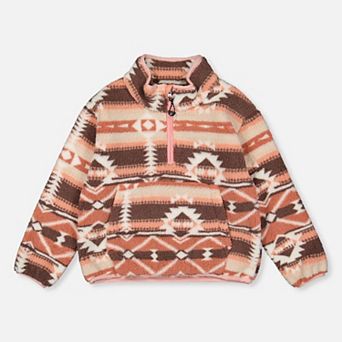 Little Kids Girl Geometric Pattern Mid-Season Plush Pullover Jacket
