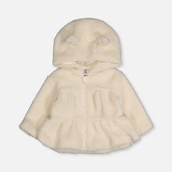 Baby Girl Hooded Zip Sherpa Jacket
