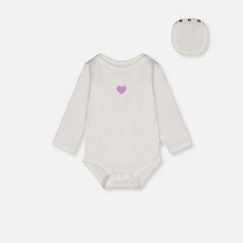 Baby Girl Organic Cotton Long Sleeve Heart Detail Onesie