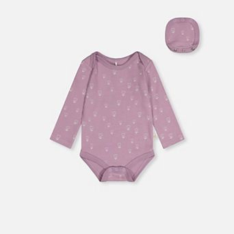 Baby Girl Organic Cotton Long Sleeve Onesie with Floral Print