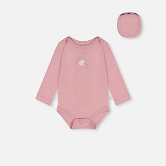 Baby Girl Organic Cotton Long Sleeve Hedgehog Detail Onesie