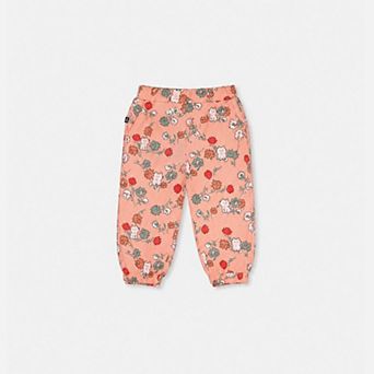 Baby Girl French Terry Elastic Cuff Sweatpants with Cat Print