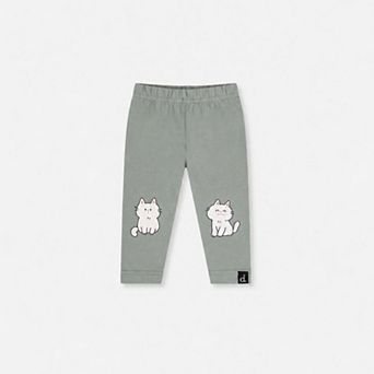 Baby Girl Cat Knee Detail Organic Cotton Leggings