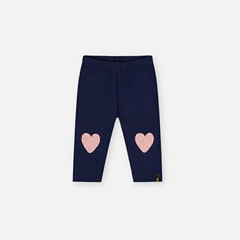 Baby Girl Heart Appliqué Brushed Jersey Leggings