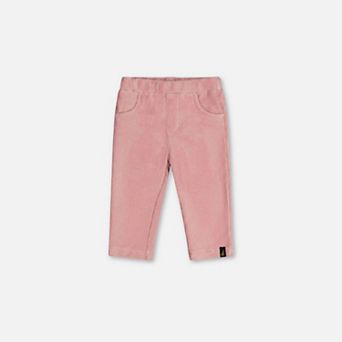 Baby Girl Ribbed Stretch Velour Treggings with Heart Pockets