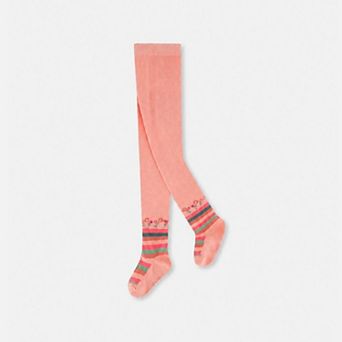 Baby Girl Striped Floral Detail Knit Tights